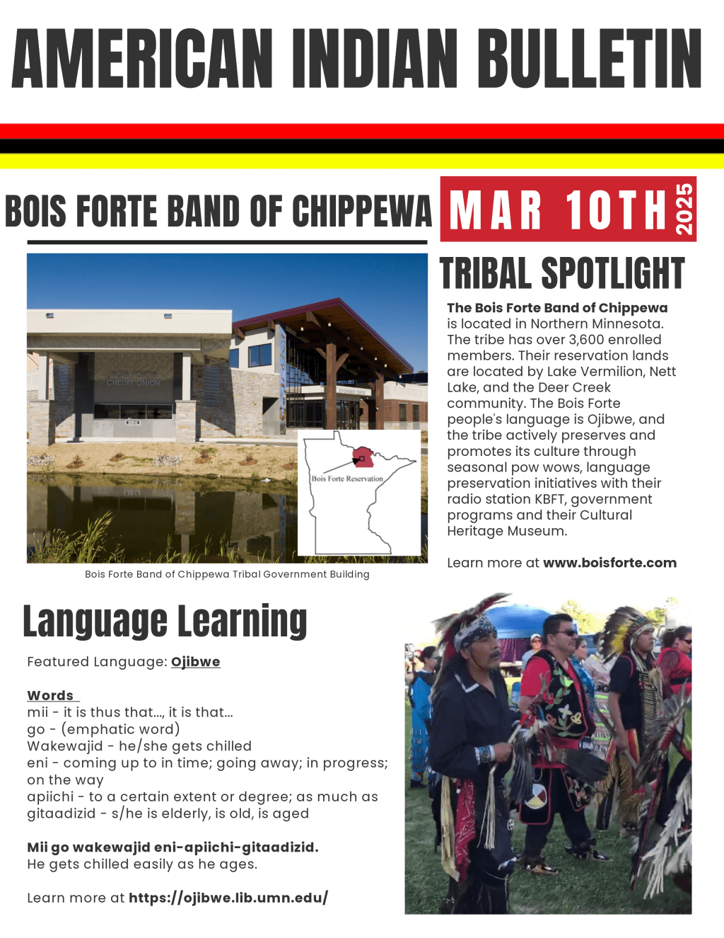 American Indian Bulletin featuring Bois Forte Band of Chippewa